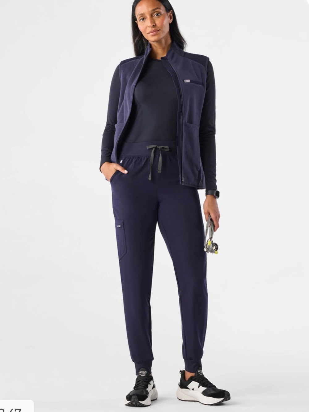 Figs High Waisted Zamora Jogger Scrub Pants Size M / P Navy Technical Collection